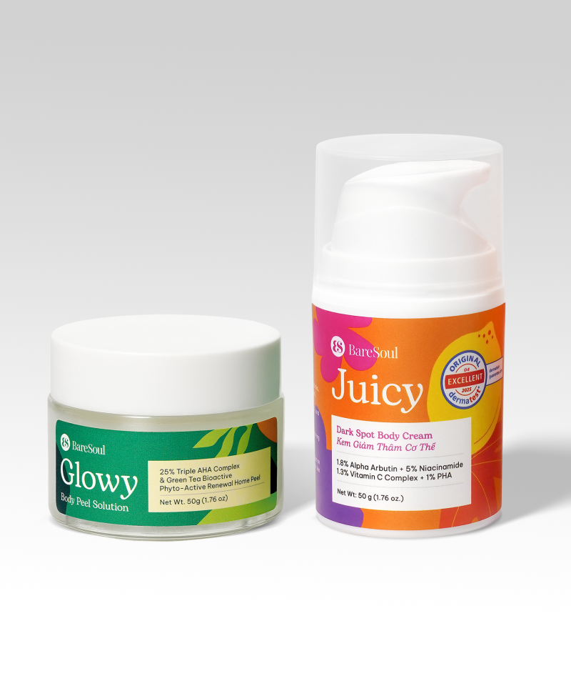 COMBO Peel Glowy + Juicy – Làm sáng & giảm thâm – BareSoul