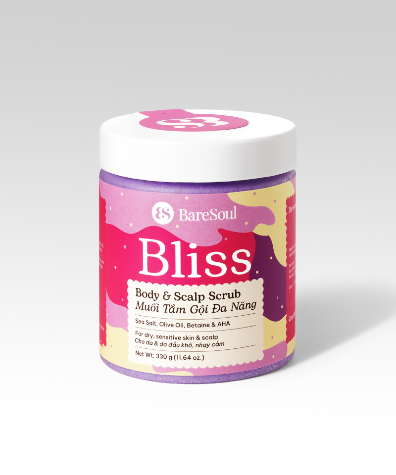 Muối tắm gội dành cho tóc tẩy nhuộm và da khô BareSoul Bliss